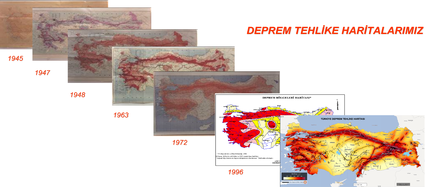 1945 Yılından 2018 Yılına Kadar Yapılmış Deprem Tehlike Haritalarımız